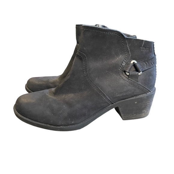 Teva Boots Womens 8.5 Foxy Ankle Bootie Black Leather Side Zip Comfort SN1017161 - Picture 5 of 9